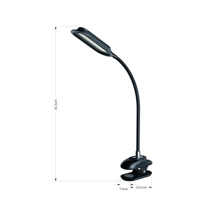 LED+CCT Regulējama galda lampa ar skavu CLIP LED/7,5W/230V 3000/4200/5000K melna