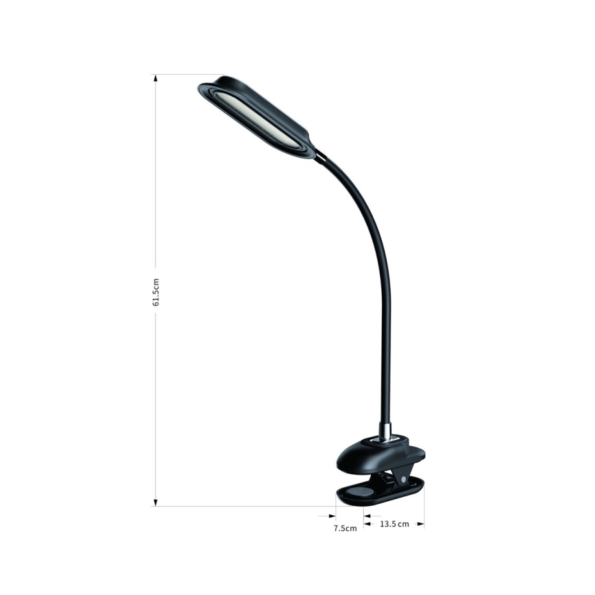 LED+CCT Regulējama galda lampa ar skavu CLIP LED/7,5W/230V 3000/4200/5000K melna