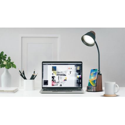 LED+CCT regulējama galda lampa ar bezvadu QI uzlādi IDEAL LED/8W/230V 2700/4000/5000K brūna