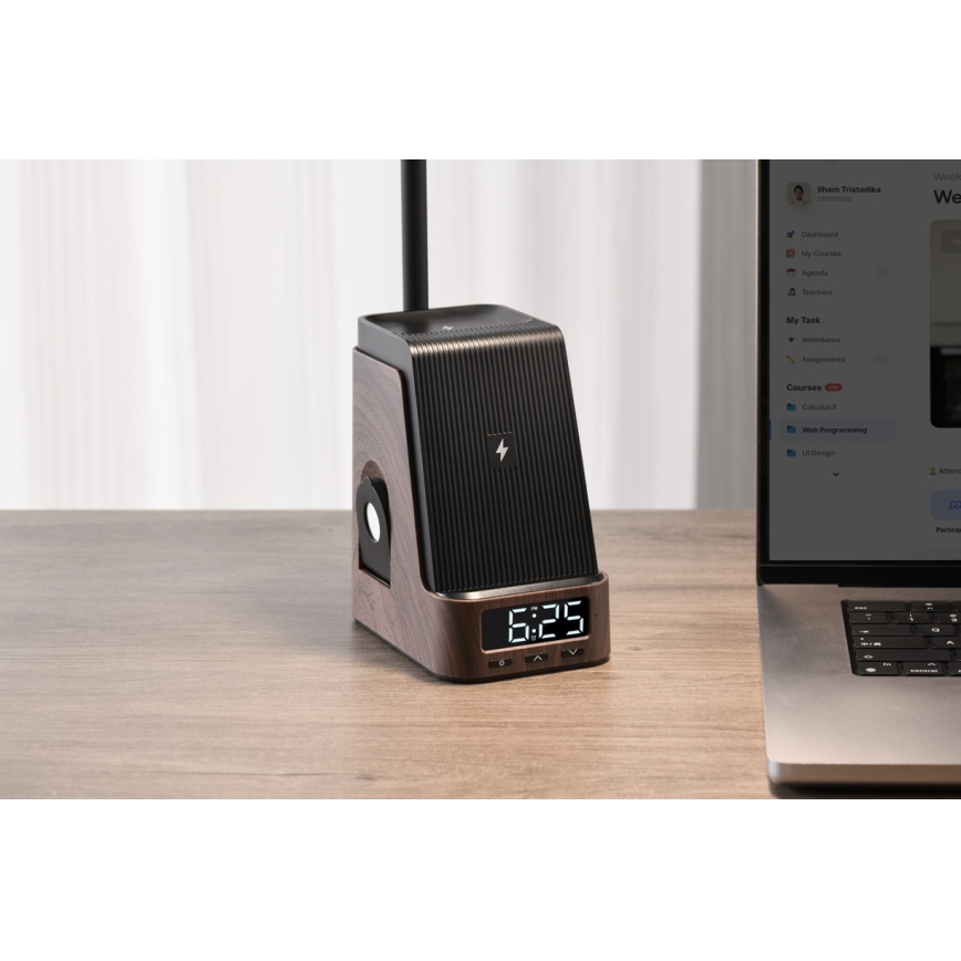 LED+CCT regulējama galda lampa ar bezvadu QI uzlādi IDEAL LED/8W/230V 2700/4000/5000K brūna