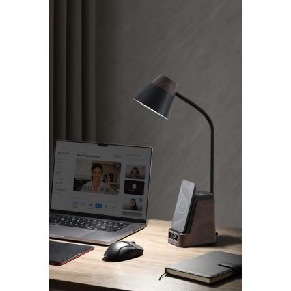 LED+CCT regulējama galda lampa ar bezvadu QI uzlādi IDEAL LED/8W/230V 2700/4000/5000K brūna