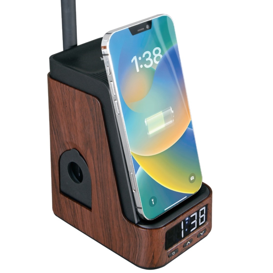 LED+CCT regulējama galda lampa ar bezvadu QI uzlādi IDEAL LED/8W/230V 2700/4000/5000K brūna