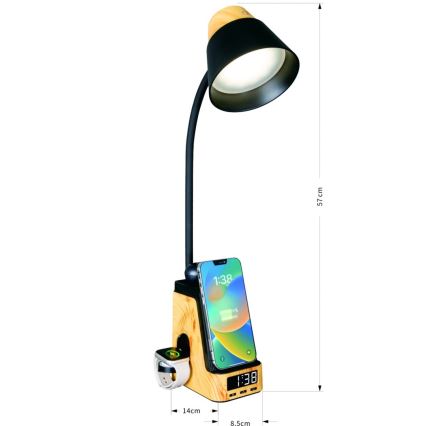LED+CCT Regulējama galda lampa ar QI bezvadu uzlādi IDEAL LED/8W/230V 2700/4000/5000K bēša