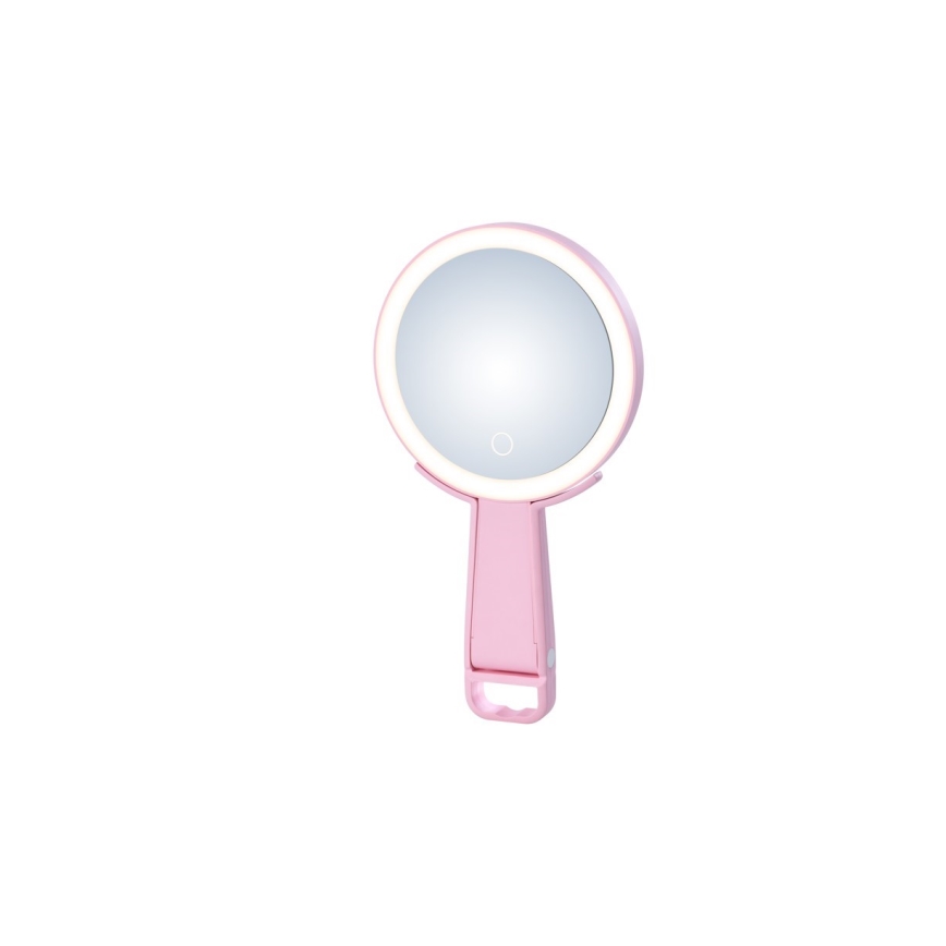 Immax 09102L - LED+CCT Regulējams kosmētikas spogulis SWEET LED/3W/5V rozā