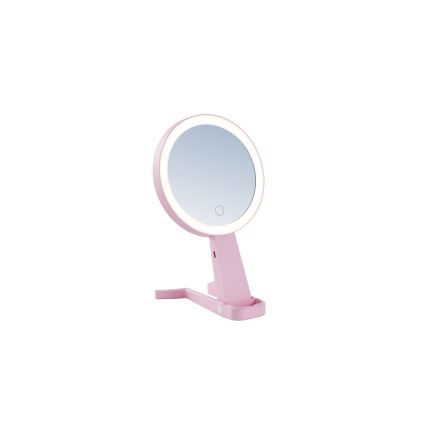 Immax 09102L - LED+CCT Regulējams kosmētikas spogulis SWEET LED/3W/5V rozā