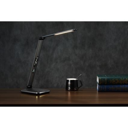 LED regulējama galda lampa LED/8,5W/230V ar bezvadu uzlādi sudraba