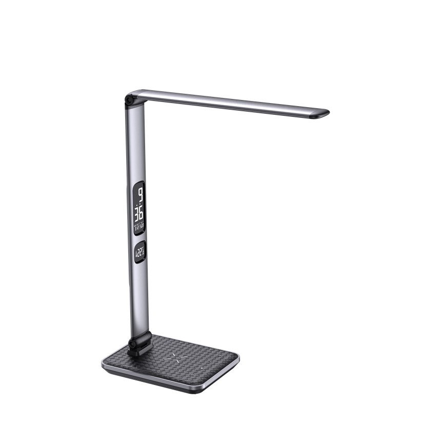 LED regulējama galda lampa LED/8,5W/230V ar bezvadu uzlādi sudraba