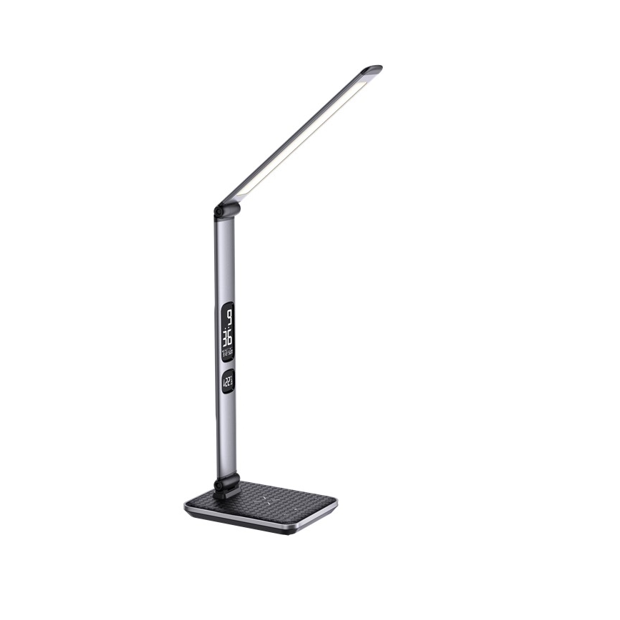 LED regulējama galda lampa LED/8,5W/230V ar bezvadu uzlādi sudraba