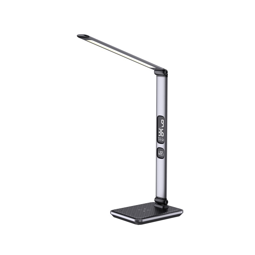 LED regulējama galda lampa LED/8,5W/230V ar bezvadu uzlādi sudraba