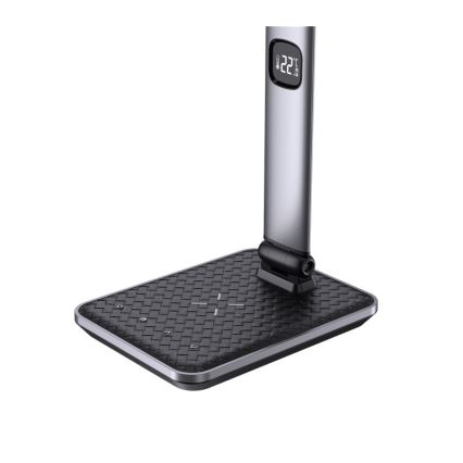 LED regulējama galda lampa LED/8,5W/230V ar bezvadu uzlādi sudraba