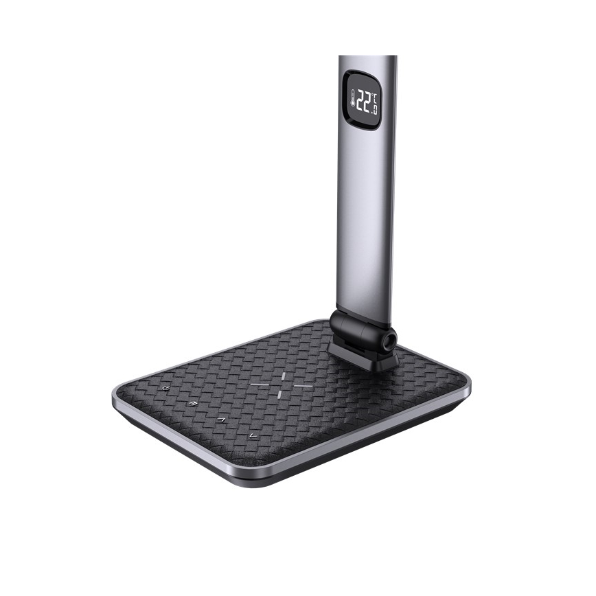 LED regulējama galda lampa LED/8,5W/230V ar bezvadu uzlādi sudraba
