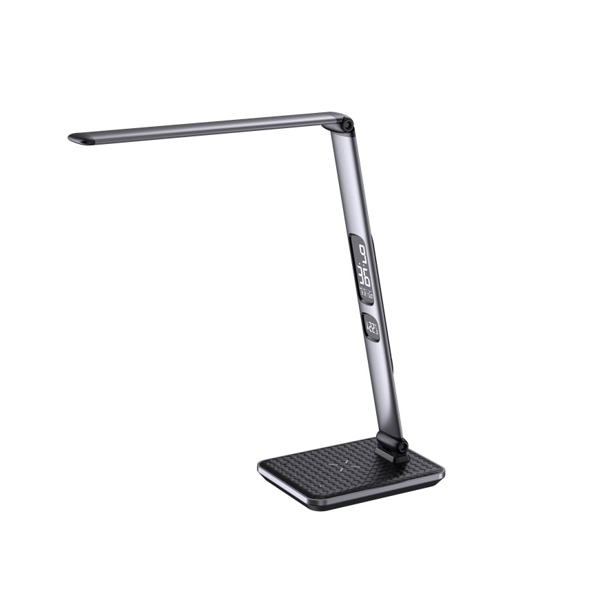 LED regulējama galda lampa LED/8,5W/230V ar bezvadu uzlādi sudraba