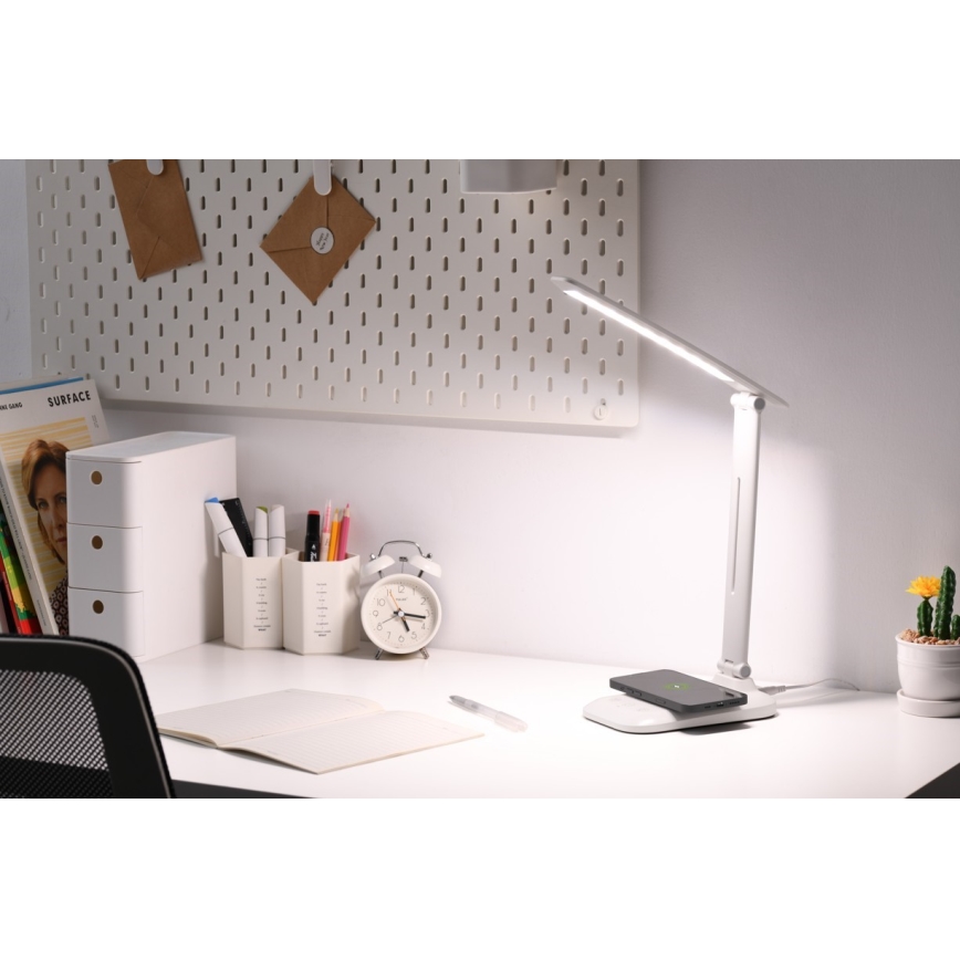 LED galda lampa ar regulējamu spilgtumu, bezvadu QI uzlādi un USB LUMI LED/7W/230V balta