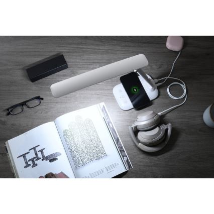 LED galda lampa ar regulējamu spilgtumu, bezvadu QI uzlādi un USB LUMI LED/7W/230V balta