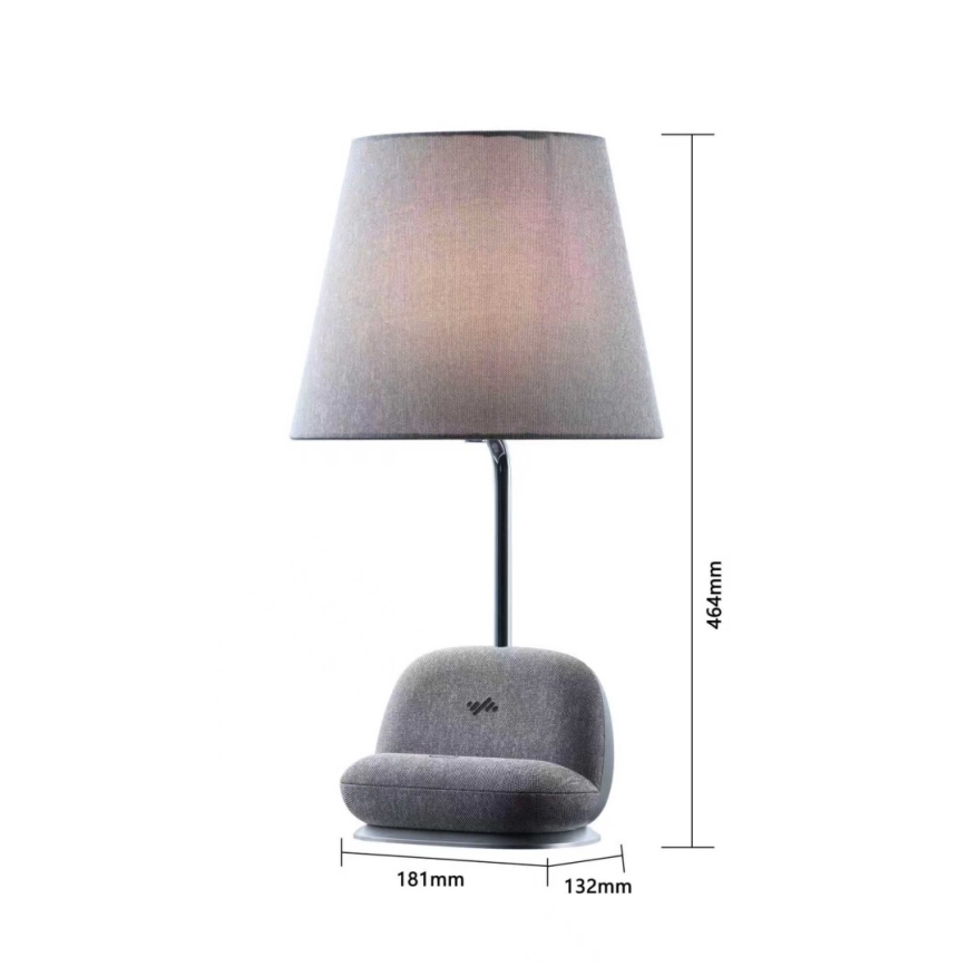SOFA LED aptumšojama galda lampa ar Qi bezvadu uzlādi, 6W/230V, pelēka