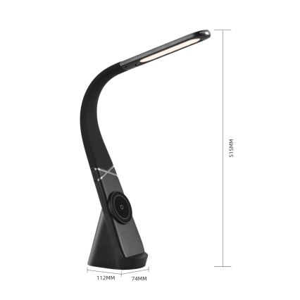 LED galda lampa ar regulējamu spilgtumu un bezvadu uzlādi MAGIC LED/5W/230V melna