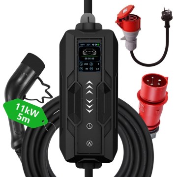 Immax - Ceļojumu uzlādes stacija elektromobiļiem EV AC Type 2 16A/380V 11kW + kontaktligzda 230V, 3,7kW 5m + soma