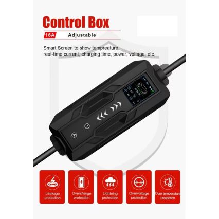 Immax - Pārnēsājama EV uzlādes stacija elektroautomobiļiem AC Type 2 16A/380V 11kW + 230V spraudnis 5m Tuya Wi‑Fi