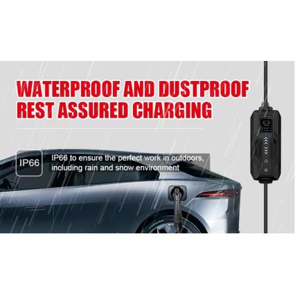 Immax - Pārnēsājama EV uzlādes stacija elektroautomobiļiem AC Type 2 16A/380V 11kW + 230V spraudnis 5m Tuya Wi‑Fi