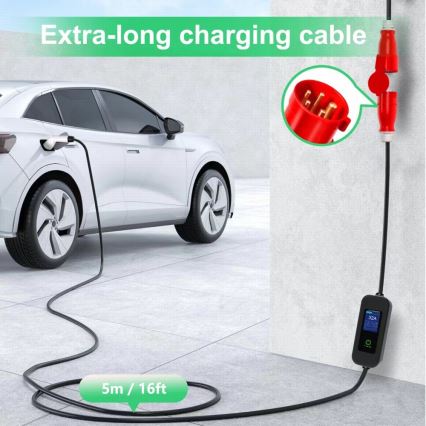 Immax - EV ceļojumu uzlādes stacija elektromobiļiem AC Type 2 32A/380V 22kW + spraudnis 230V 5m Wi-Fi Tuya