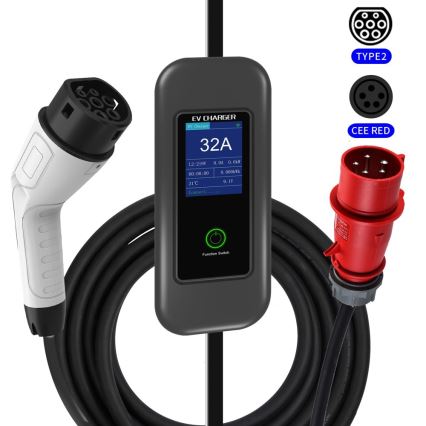 Immax - EV ceļojumu uzlādes stacija elektromobiļiem AC Type 2 32A/380V 22kW + spraudnis 230V 5m Wi-Fi Tuya
