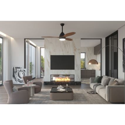 Immax NEO 07141-B - LED griestu ventilators NEO LITE FRESCO LED/18W/230V Tuya Wi-Fi melns/brūns ar tālvadības pulti