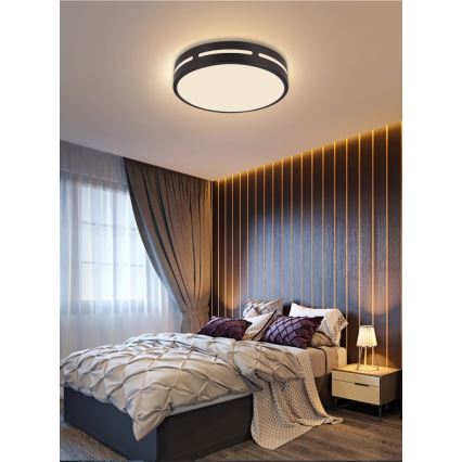 Immax NEO 07152-B30 - LED Aptumšojams griestu gaismeklis NEO LITE PERFECTO LED/24W/230V Wi-Fi Tuya black + tālvadības pults