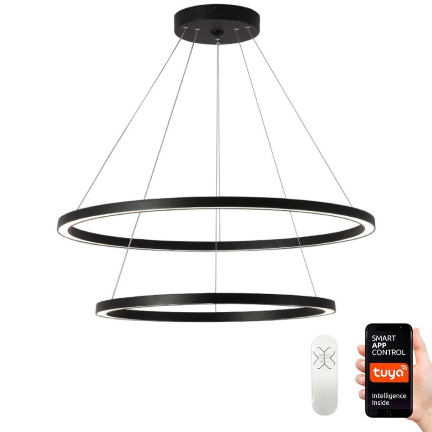 Immax NEO 07158-B80-60 - LED Aptumšojama lustra ar auklu FINO LED/93W/230V Tuya melna + tālvadības pults