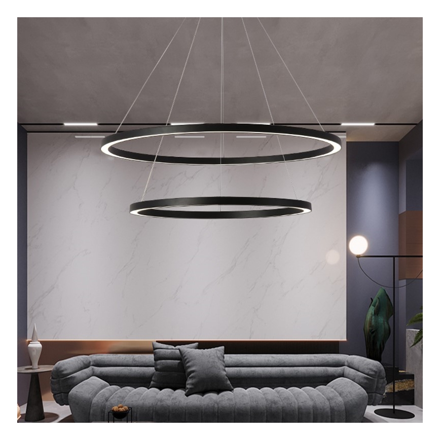 Immax NEO 07158-B80-60 - LED Aptumšojama lustra ar auklu FINO LED/93W/230V Tuya melna + tālvadības pults