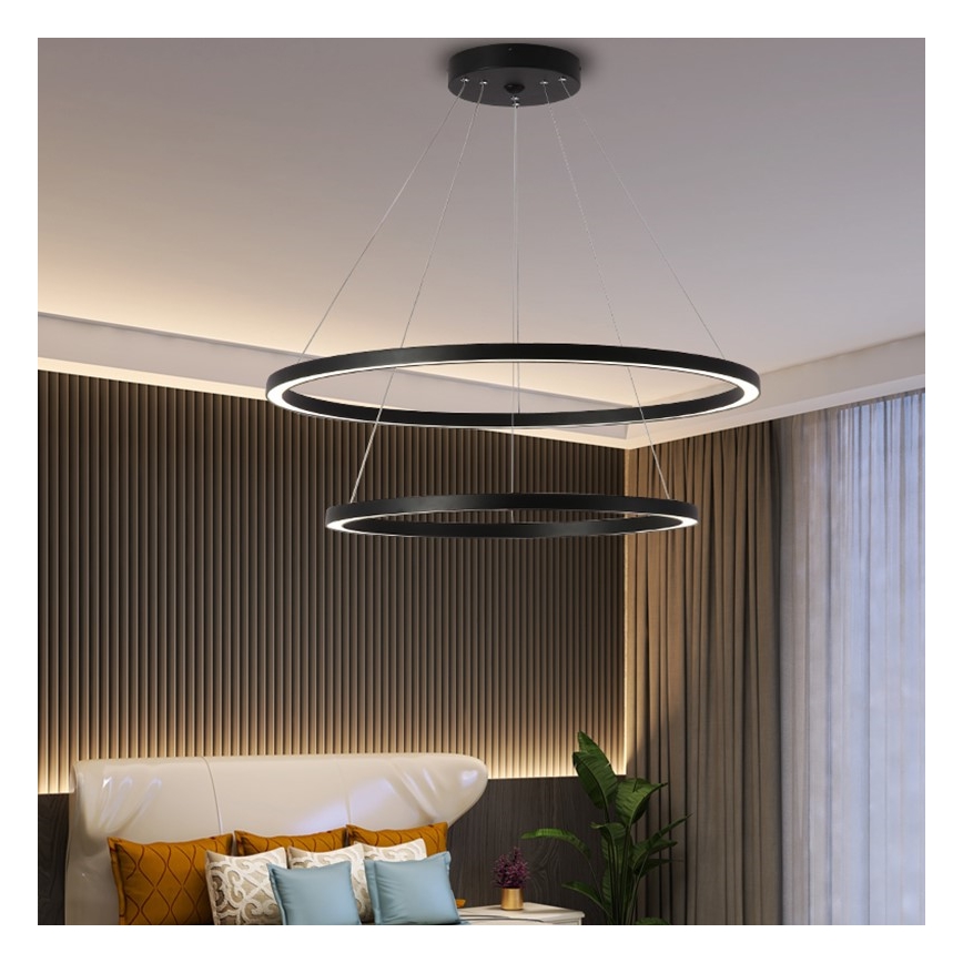 Immax NEO 07158-B80-60 - LED Aptumšojama lustra ar auklu FINO LED/93W/230V Tuya melna + tālvadības pults