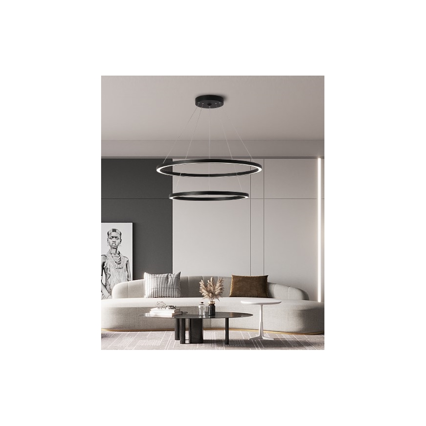 Immax NEO 07158-B80-60 - LED Aptumšojama lustra ar auklu FINO LED/93W/230V Tuya melna + tālvadības pults