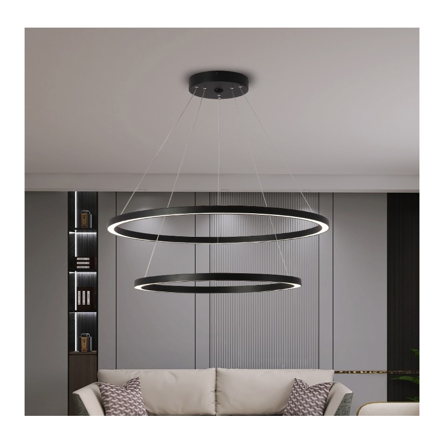 Immax NEO 07158-B80-60 - LED Aptumšojama lustra ar auklu FINO LED/93W/230V Tuya melna + tālvadības pults