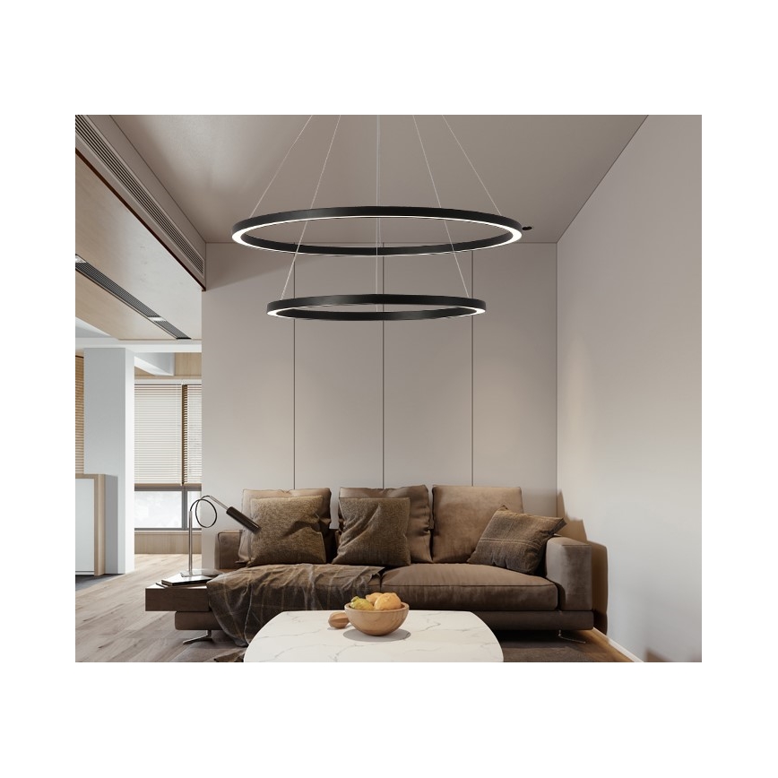 Immax NEO 07158-B80-60 - LED Aptumšojama lustra ar auklu FINO LED/93W/230V Tuya melna + tālvadības pults