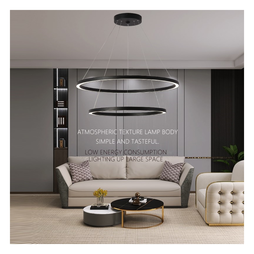 Immax NEO 07158-B80-60 - LED Aptumšojama lustra ar auklu FINO LED/93W/230V Tuya melna + tālvadības pults