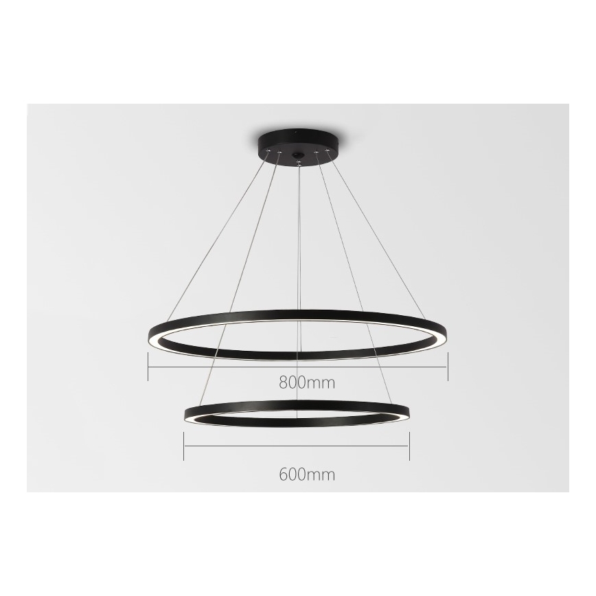 Immax NEO 07158-B80-60 - LED Aptumšojama lustra ar auklu FINO LED/93W/230V Tuya melna + tālvadības pults