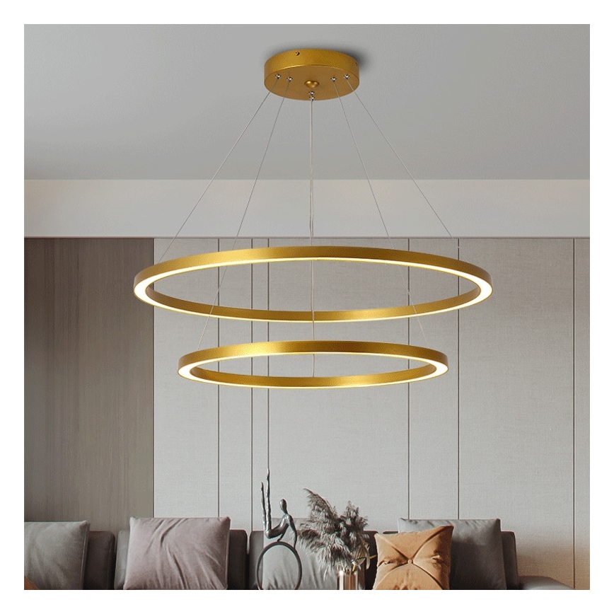 Immax NEO 07159-G80-60 - LED Aptumšojama lustra ar auklu FINO LED/93W/230V Tuya zelta + tālvadības pults