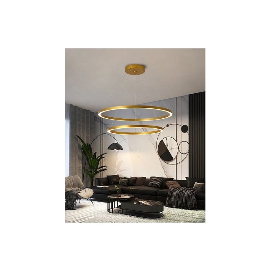 Immax NEO 07159-G80-60 - LED Aptumšojama lustra ar auklu FINO LED/93W/230V Tuya zelta + tālvadības pults