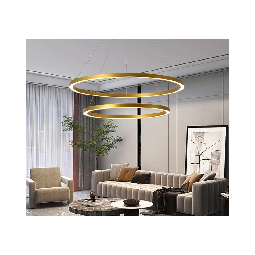 Immax NEO 07159-G80-60 - LED Aptumšojama lustra ar auklu FINO LED/93W/230V Tuya zelta + tālvadības pults