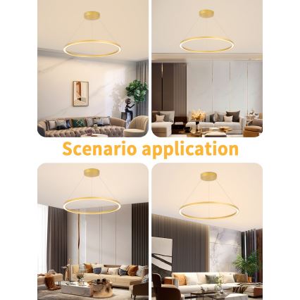 Immax NEO 07159-G80 - LED Aptumšojama lustra ar auklu FINO LED/60W/230V Tuya zelta + tālvadības pults