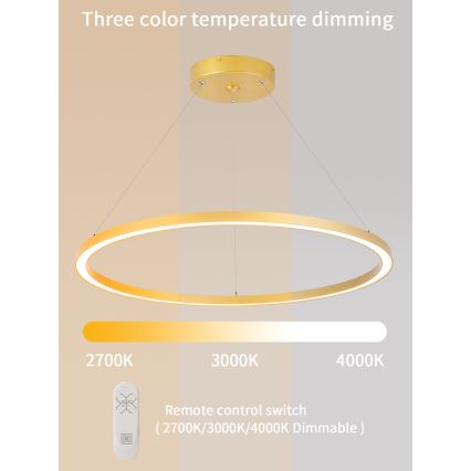 Immax NEO 07159-G80 - LED Aptumšojama lustra ar auklu FINO LED/60W/230V Tuya zelta + tālvadības pults