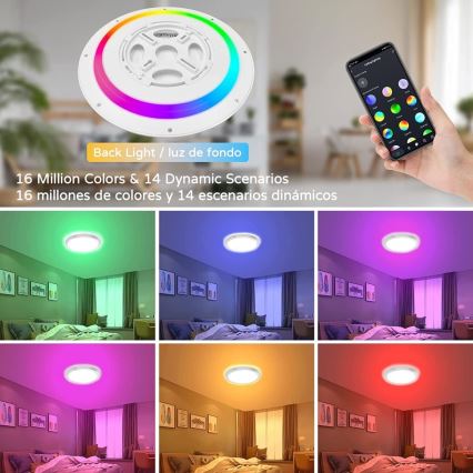 Immax NEO 07164-40 - LED RGB+CCT Aptumšojama griestu lampa NEO LITE TUDO LED/50W/230V Wi-Fi Tuya +tālvadības pults