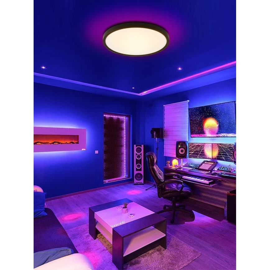 Immax NEO 07166-B40 - LED RGB+CCT Aptumšojama griestu lampa NEO LITE TUDO LED/50W/230V Wi-Fi Tuya melna + tālvadības pults
