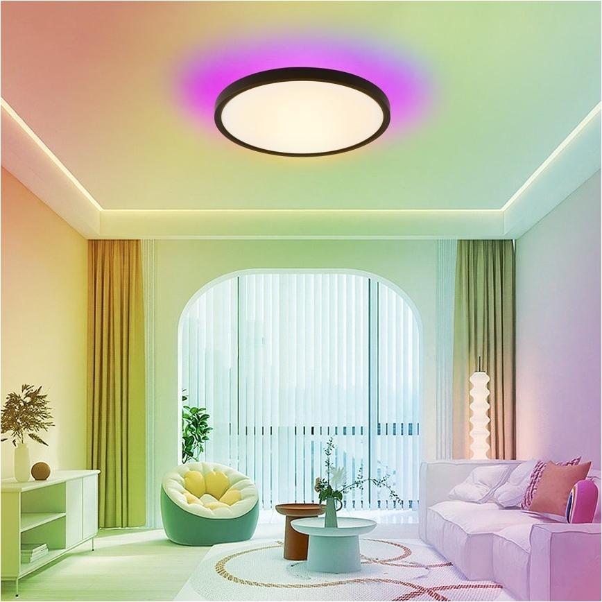 Immax NEO 07166-B40 - LED RGB+CCT Aptumšojama griestu lampa NEO LITE TUDO LED/50W/230V Wi-Fi Tuya melna + tālvadības pults
