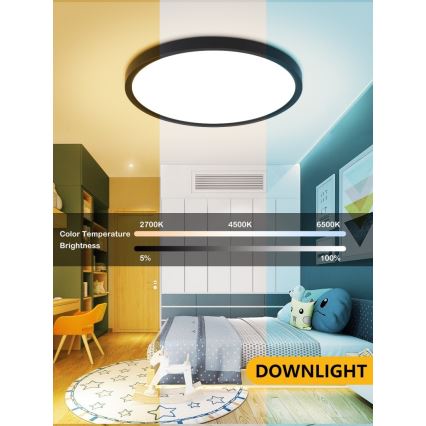 Immax NEO 07166-B40 - LED RGB+CCT Aptumšojama griestu lampa NEO LITE TUDO LED/50W/230V Wi-Fi Tuya melna + tālvadības pults