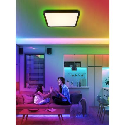 Immax NEO 07167-B40 - LED RGB+CCT Aptumšojama griestu lampa NEO LITE TUDO LED/50W/230V Wi-Fi Tuya melna + tālvadības pults