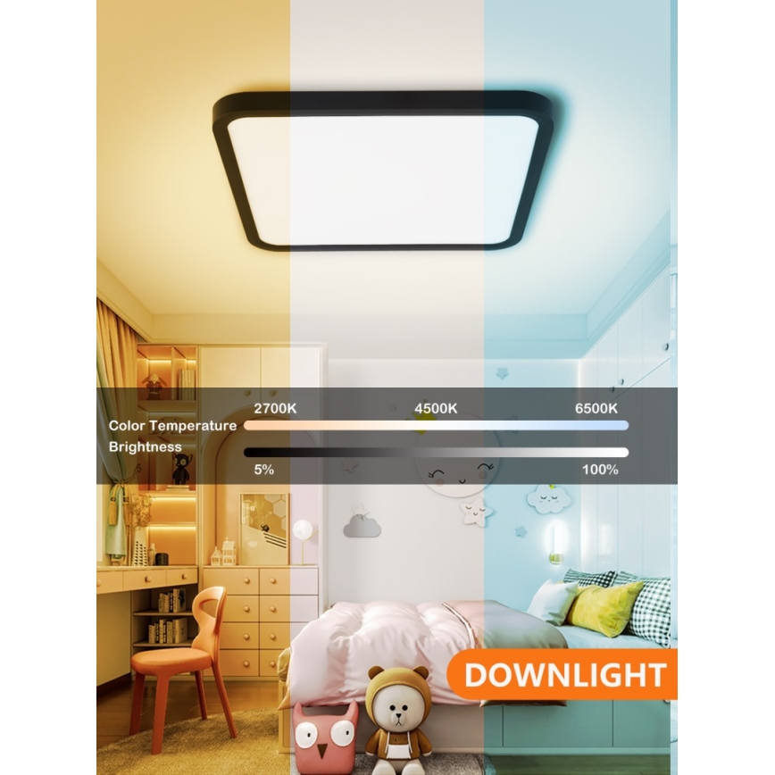 Immax NEO 07167-B40 - LED RGB+CCT Aptumšojama griestu lampa NEO LITE TUDO LED/50W/230V Wi-Fi Tuya melna + tālvadības pults