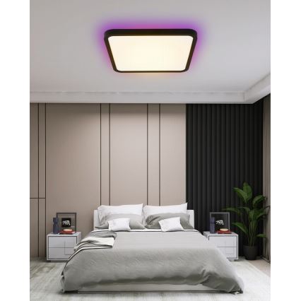 Immax NEO 07167-B40 - LED RGB+CCT Aptumšojama griestu lampa NEO LITE TUDO LED/50W/230V Wi-Fi Tuya melna + tālvadības pults