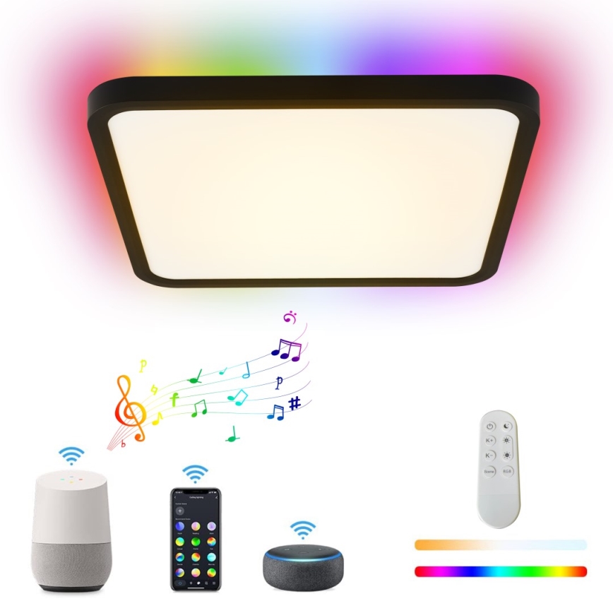 Immax NEO 07167-B40 - LED RGB+CCT Aptumšojama griestu lampa NEO LITE TUDO LED/50W/230V Wi-Fi Tuya melna + tālvadības pults
