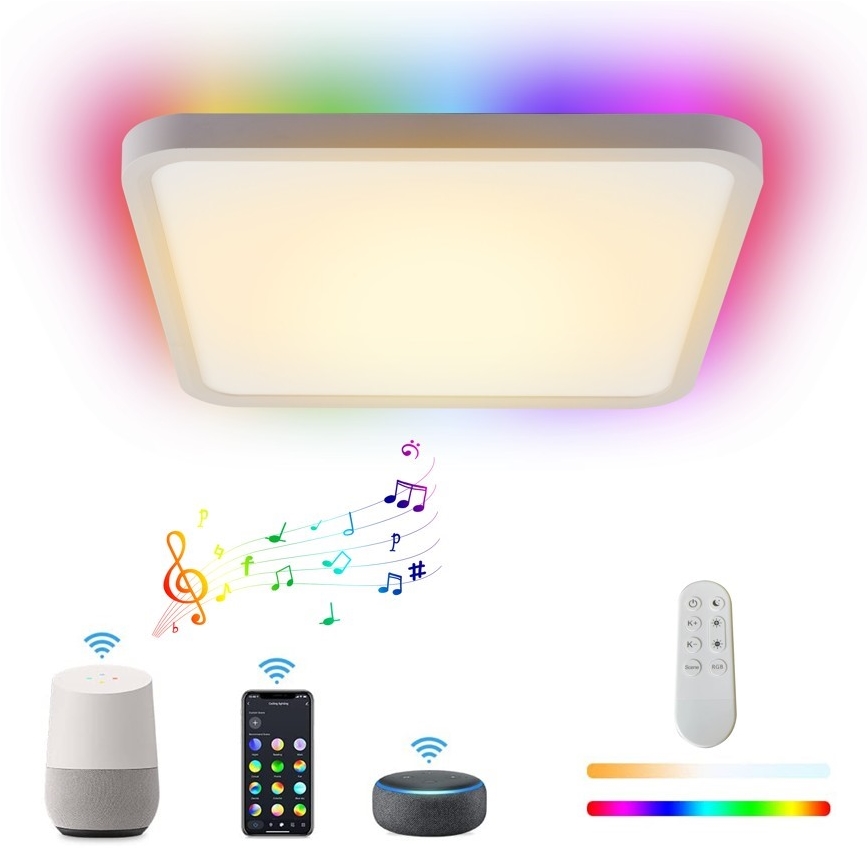 Immax NEO 07168-W40 - LED RGB+CCT Aptumšojama griestu lampa NEO LITE TUDO LED/50W/230V Wi-Fi Tuya balta + tālvadības pults