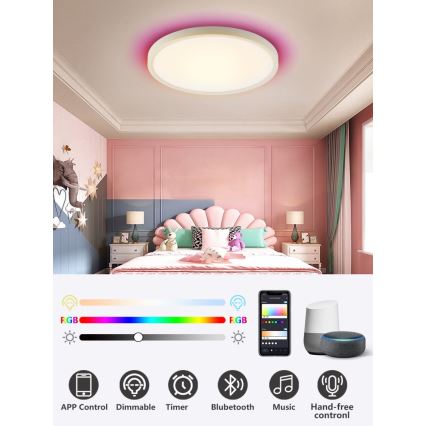 Immax NEO 07169-W60 - LED RGB+CCT Aptumšojama griestu lampa NEO LITE TUDO 65W/230V 2700-6500K Wi-Fi Tuya + tālvadības pults balta